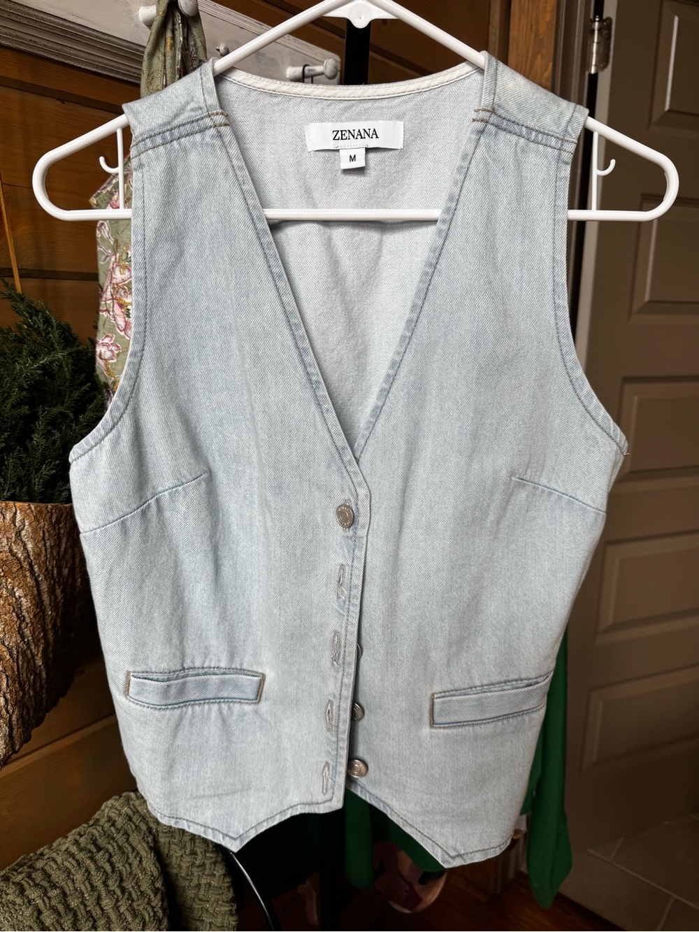 Zenana Outfitters Light Blue Denim Vest - Classic Sleeveless Button-Up